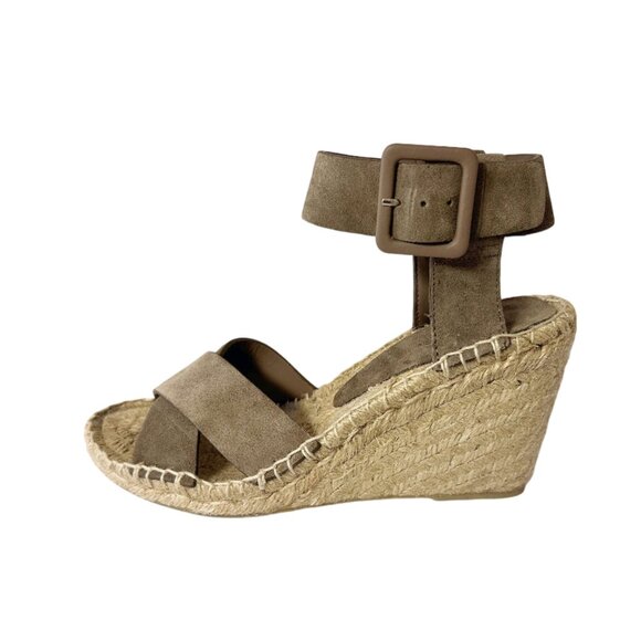 VINCE STEFANIA SUEDE WEDGE SANDALS - Picture 2 of 8
